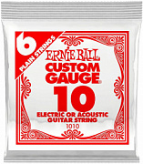 ERNIE BALL 1010 .010 Plain Steel Electric or Acoustic Guitar Strings 6 Pack
